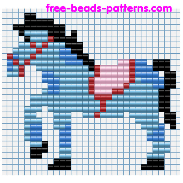 Baby light blue colored horse free iron beads pattern Playbox - free ...