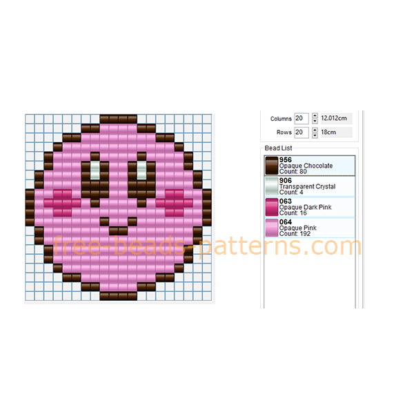 Kirby videogames character free perler beads irond beads pony beads pattern  design download - free perler beads patterns fuse beads Hama Beads