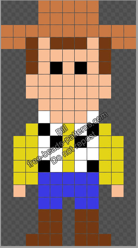 Woody and Buzz fuse bead pattern (small or large square board)